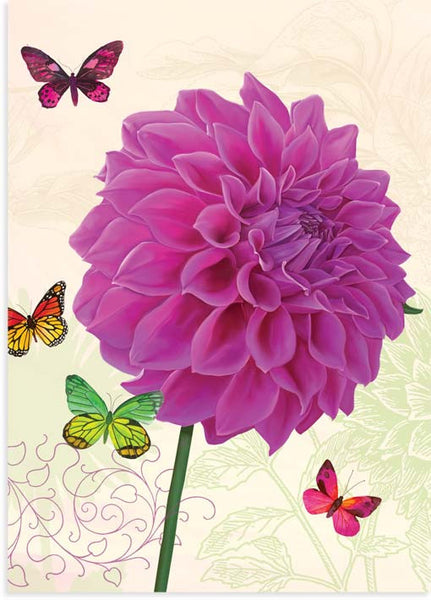 Pink Dahlia & Butterflys