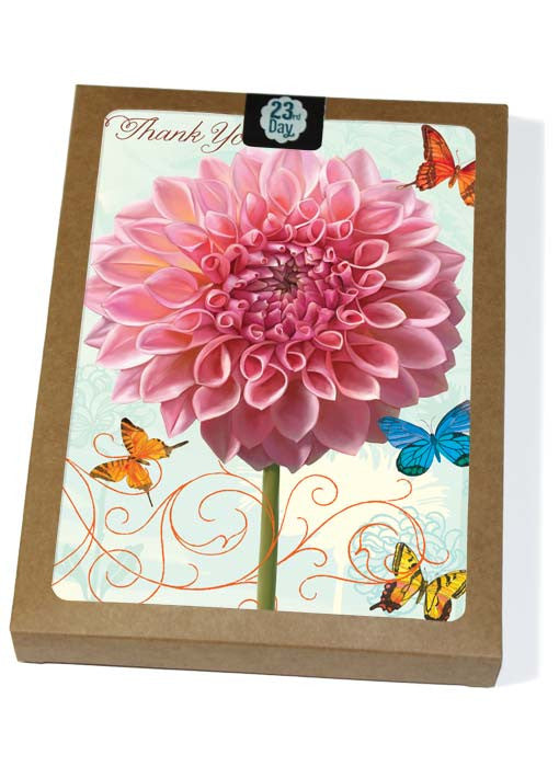 Yellow Pink Dahlia Boxed Cards