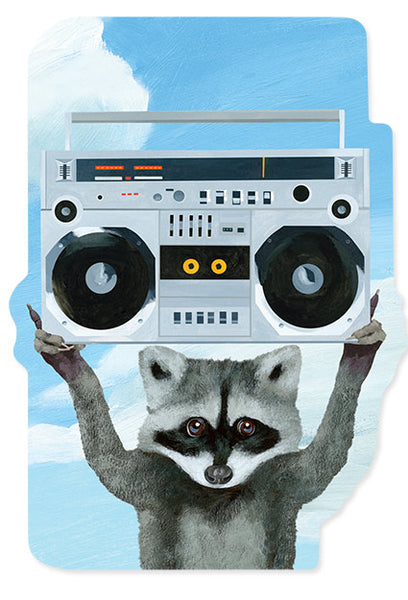 Raccoon Die Cut Postcard