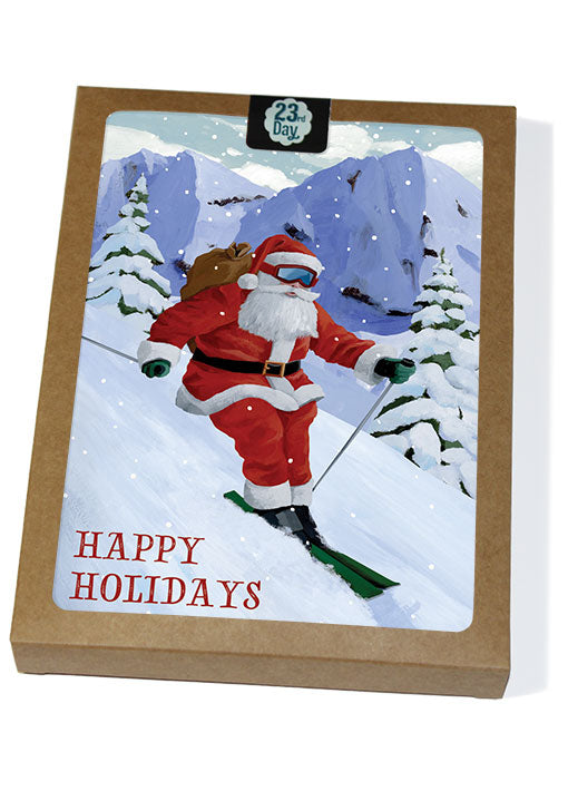 Skiing Santa Boxed Holiday Cards